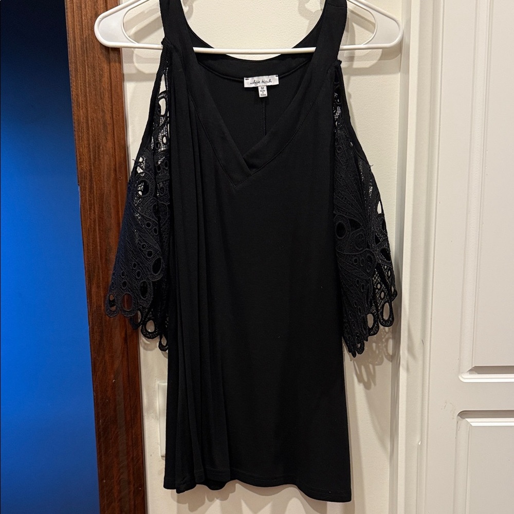 White Birch Black Cold Shoulder Blouse